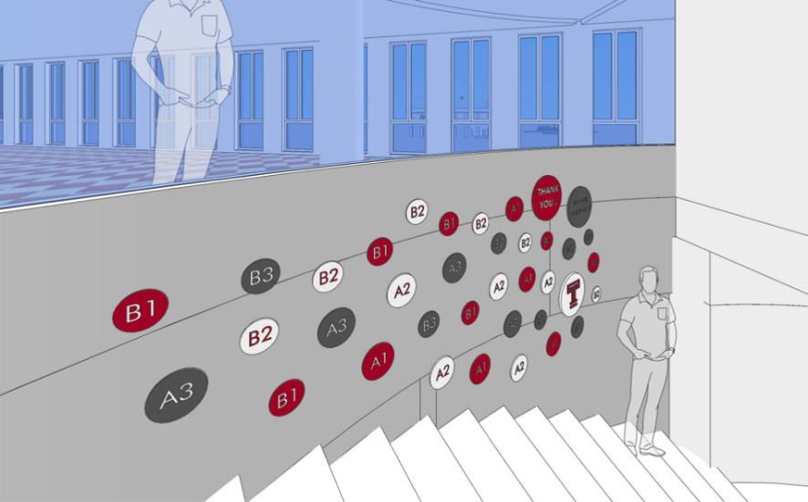Donor Staircase wall Illustration at TUJ Kyoto