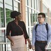 A Fox student discusses an assignment with a professor.